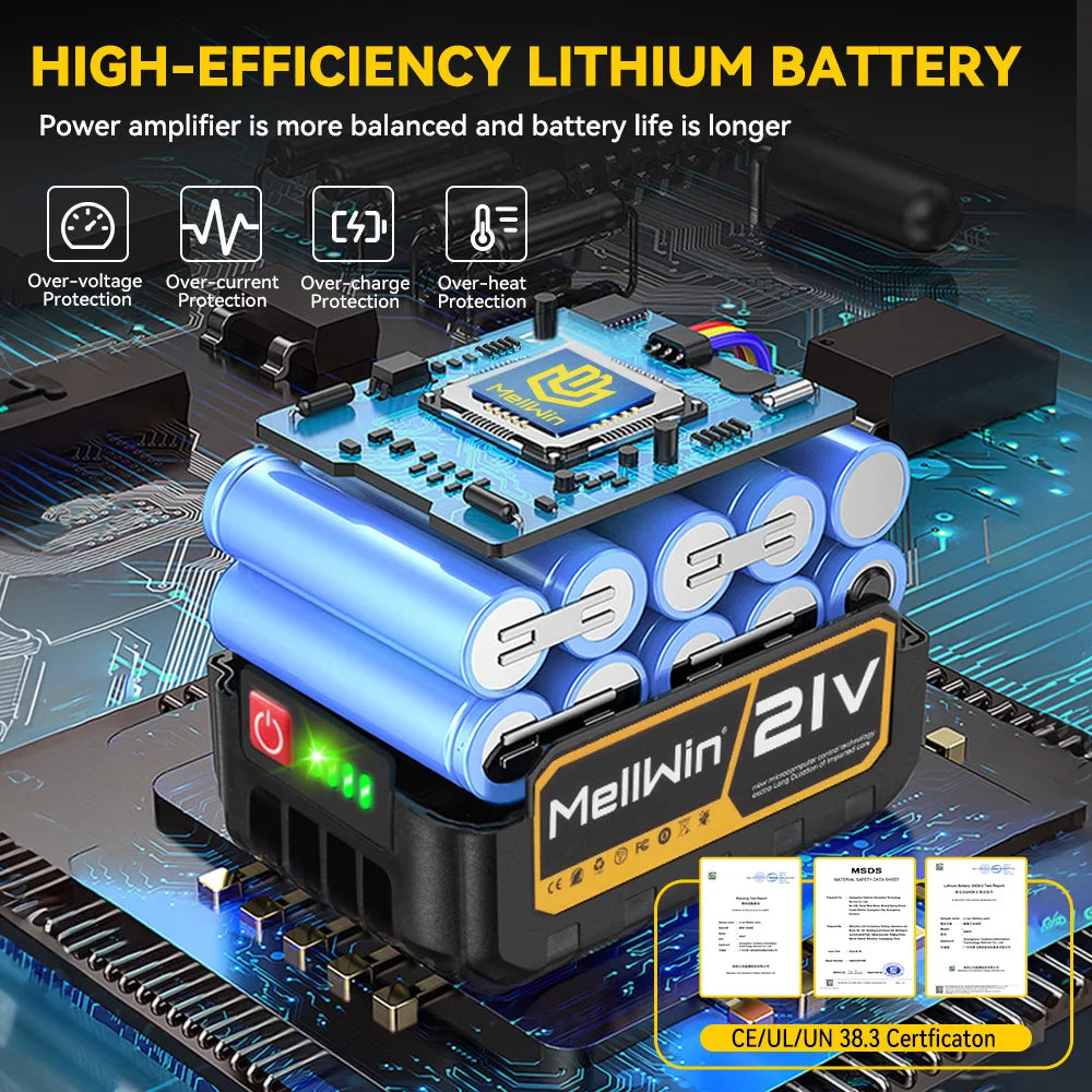 MELLWIN batterie au Lithium Rechargeable 15000mAh batterie 18V-21V indicateur de capacité broche perceuse électrique outil électrique