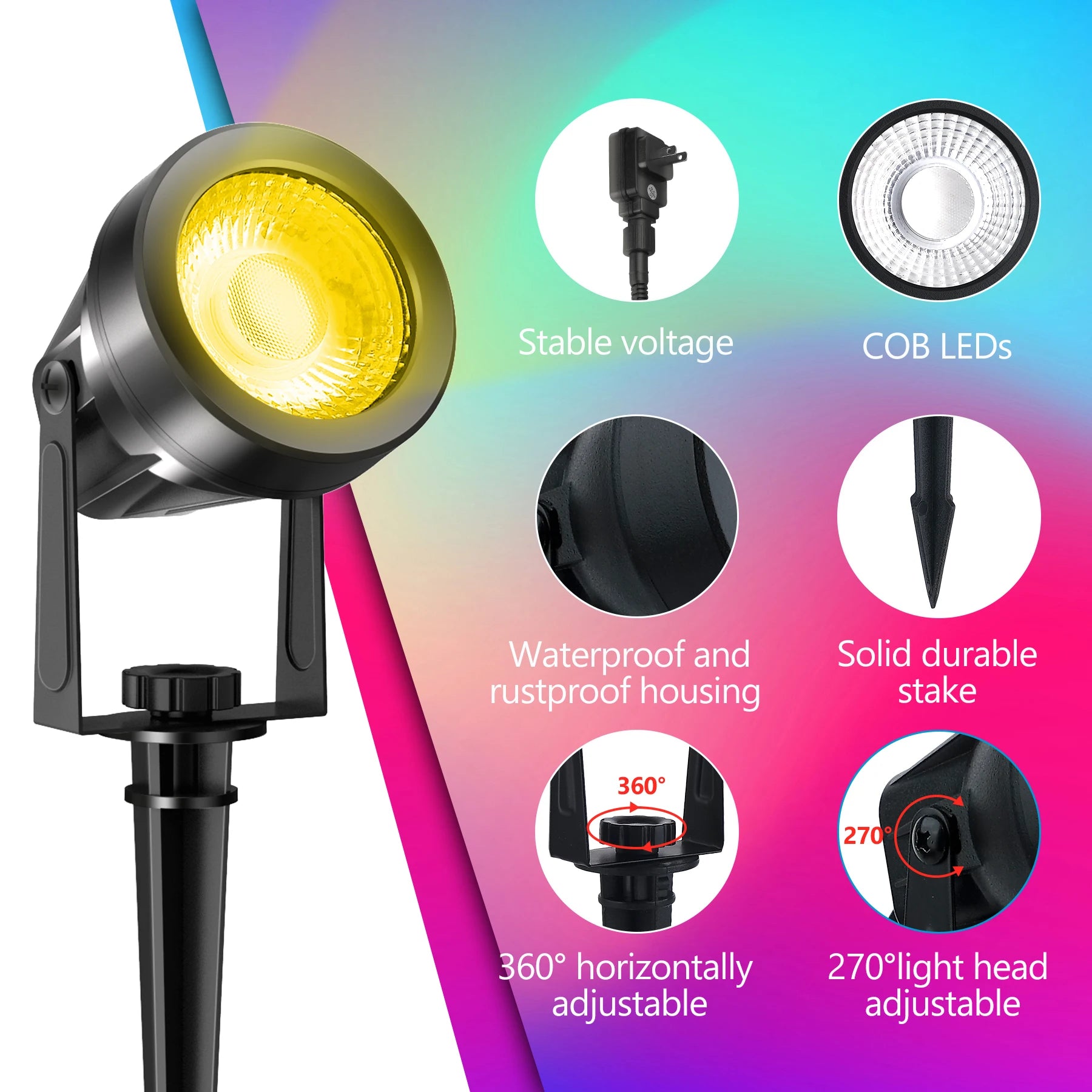 Niedervolt-wasserdichte LED-Lampe, Außenbeleuchtung, dekorative Landschaftsleuchte, ideal für Rasen oder Garten, RGB, 3000K