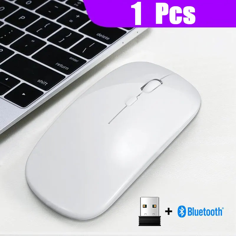 Souris sans fil 2,4 GHz + Bluetooth 5.0 pour tablette, ordinateur portable, souris sans fil ultra-fine, version à piles AAA