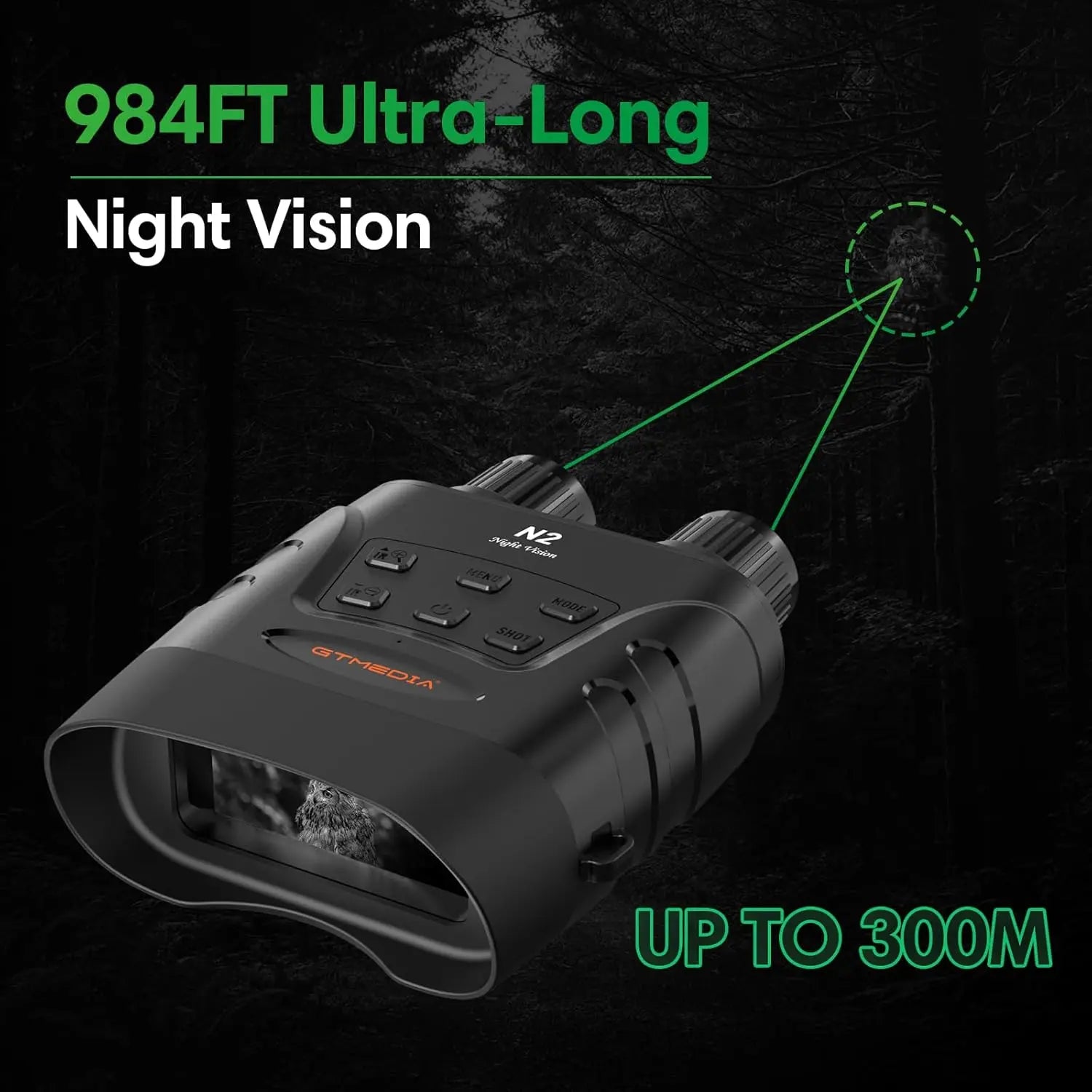 Jumelles de vision nocturne HD 300 m – Infrarouge 5X, pour chasse, camping et observation