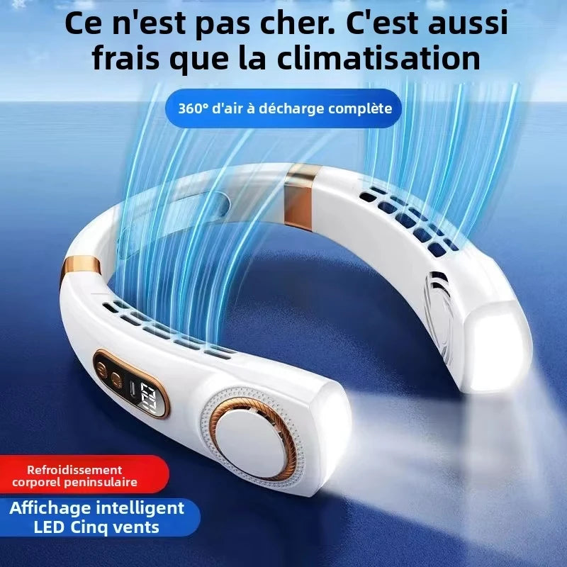 Ventilateur de cou portable Xiaomi, sans pales, affichage numérique, silencieux, rechargeable par USB