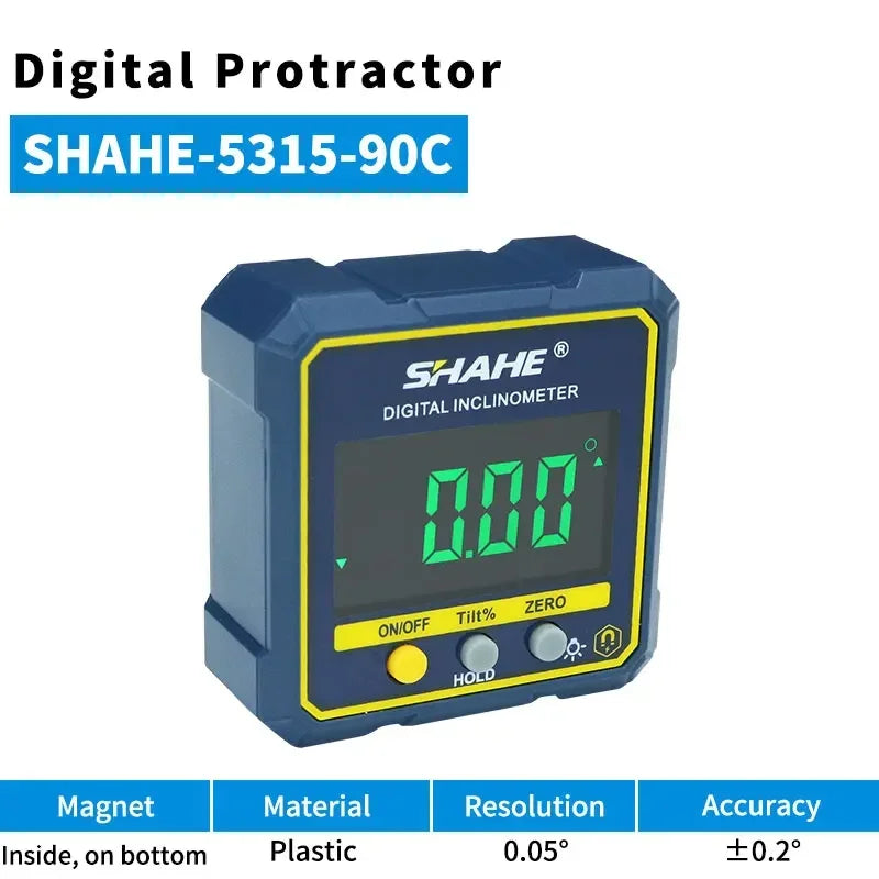 Niveau/Rapporteur d'angle numérique SHAHE 5315-90C – compact avec écran LCD et aimants intégrés