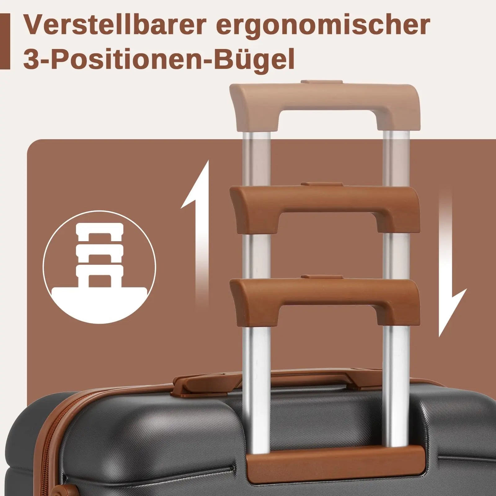 Ensemble de valises rigides PC KONO 3 pièces – léger, 360° roues doubles, serrure à combinaison, valises 55/66/76 cm