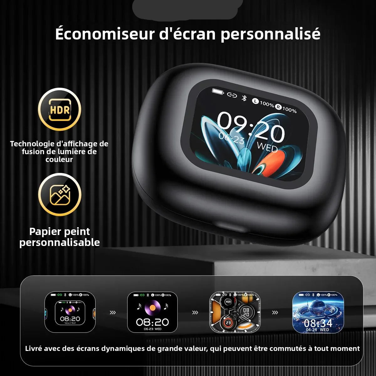 Écouteurs Bluetooth HTC NE27, traducteur IA, casque de sport OWS, écran LCD, casque sans fil, crochet d'oreille lumineux, longue durée de vie