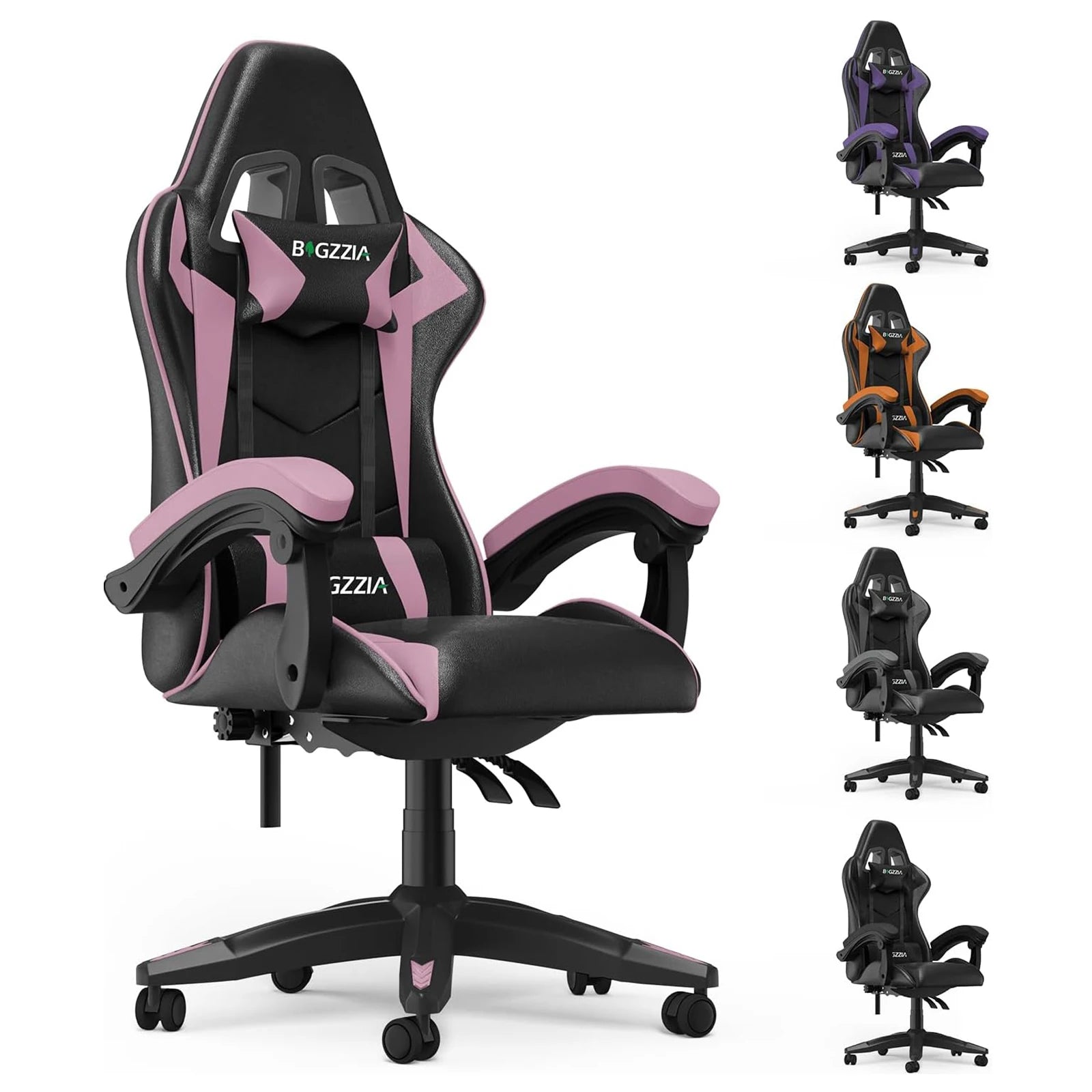Fauteuil de jeu, chaise de bureau ergonomique en cuir PU, chaise de bureau d'ordinateur avec appui-tête et support lombaire
