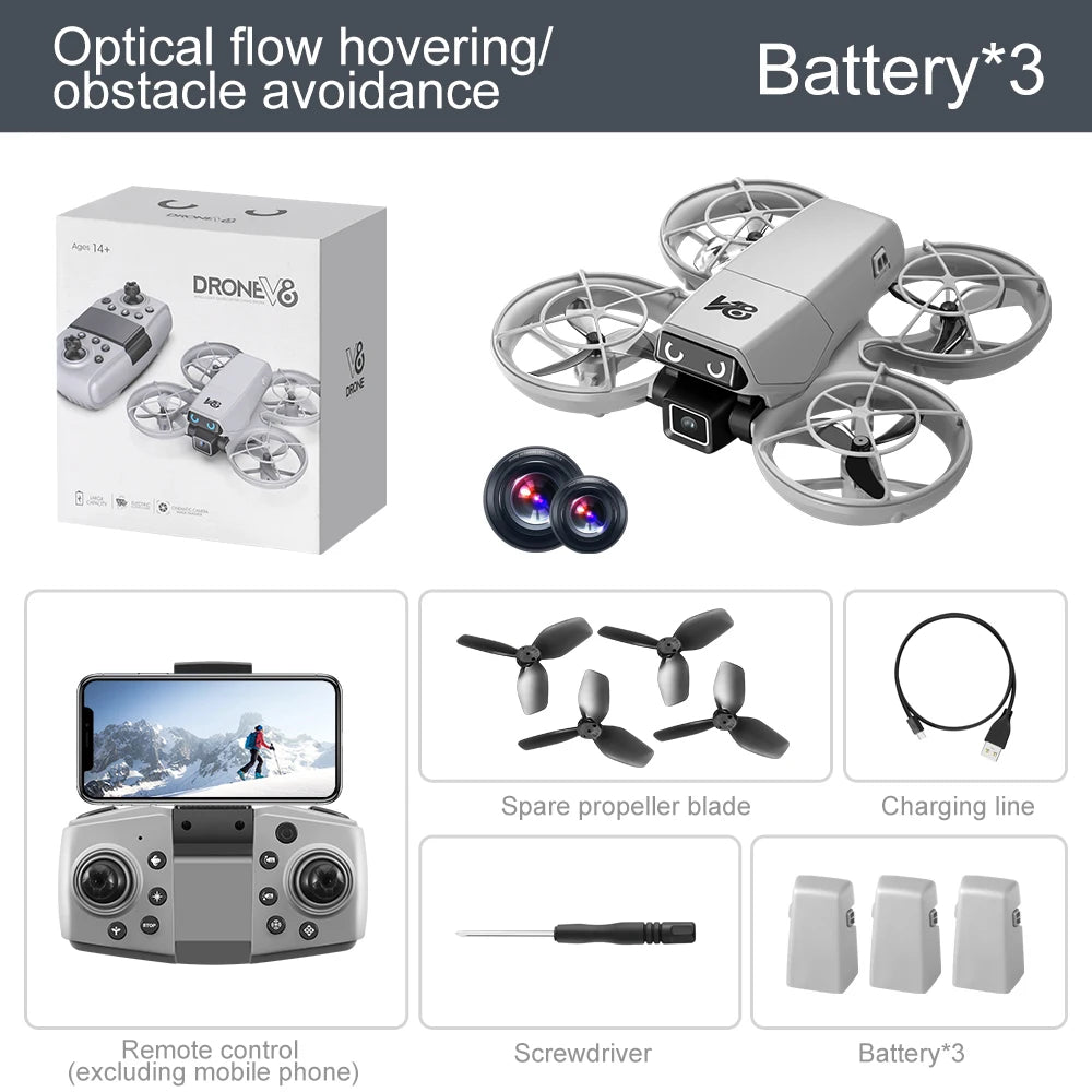 Mini Drone V86 4K HD 2025 – Caméra WIFI FPV, vol stationnaire, poche, quadrirotor RC, hélicoptère jouet, cadeau pour enfant