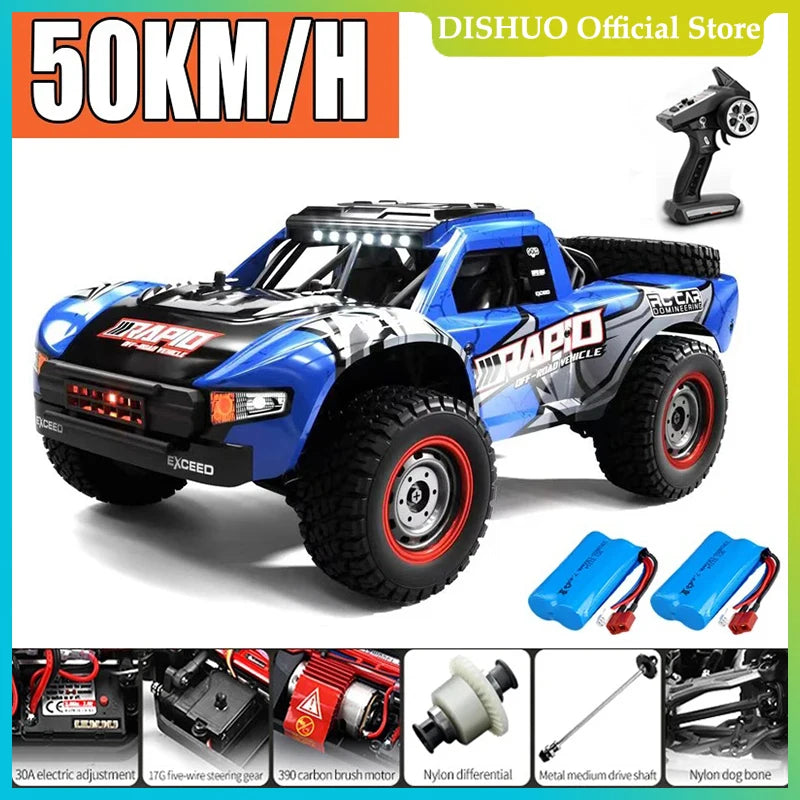 Voiture Rc tout-terrain 4x4, 50 km/h ou 70 km/h, moteur sans balais à grande vitesse, Monster Truck 1/16, voitures de course dans le désert/neige, jouets pour garçons