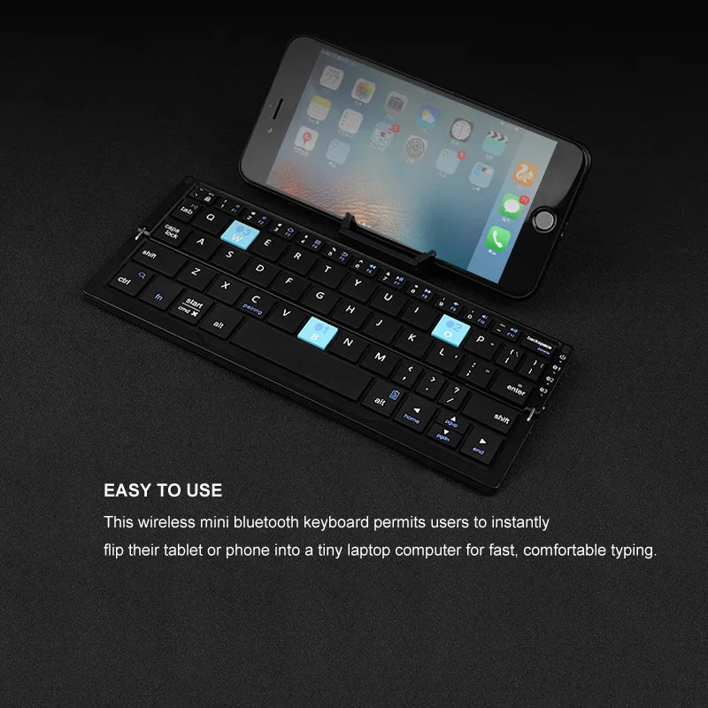 BOW Mini Wireless Foldable Bluetooth Keyboard, Keyboard Stand, Foldable, Aste, Phone, Tablet