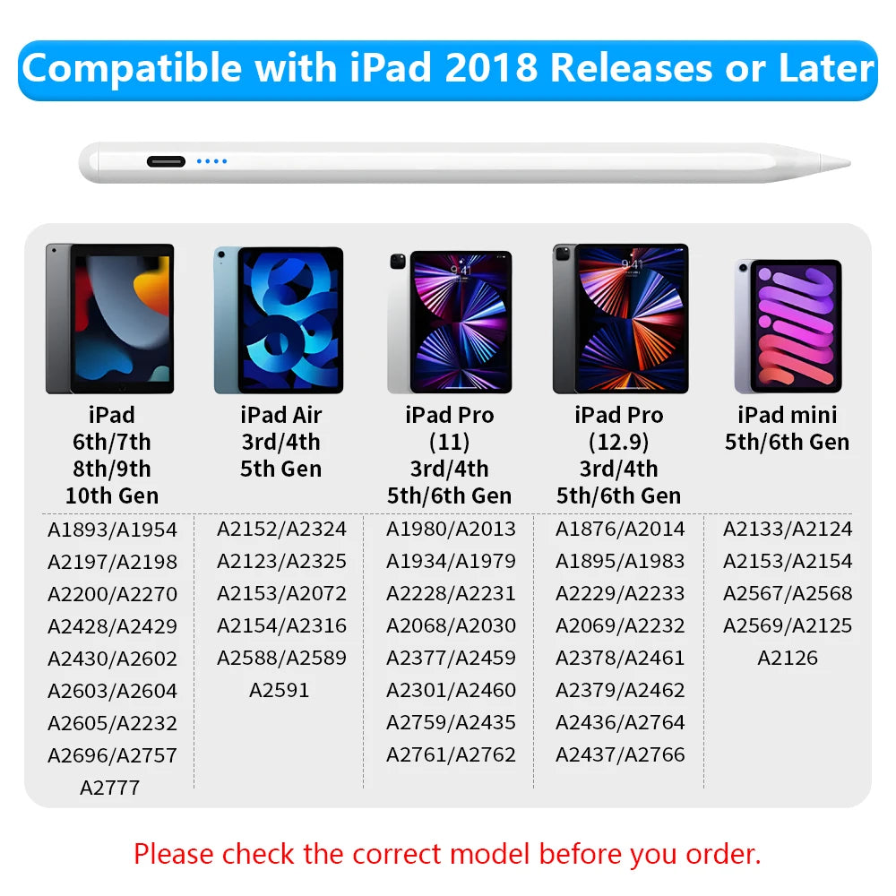 Stylet pour Apple iPad Palm Rejection Power Display