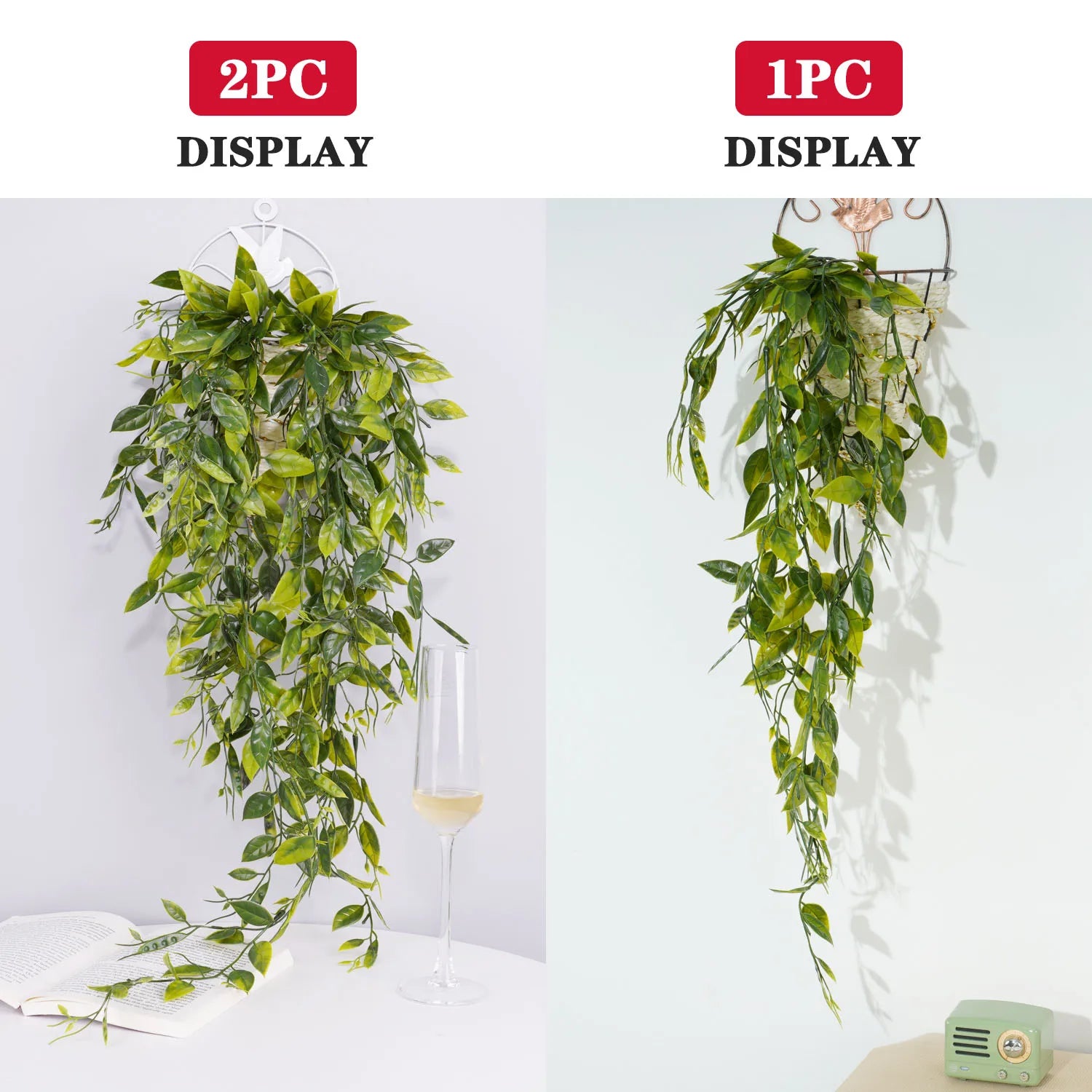 Plantes vertes artificielles sans pot, plantes de vigne, fausse plante verte, accessoires pour la maison, décoration de jardin, intérieur/extérieur