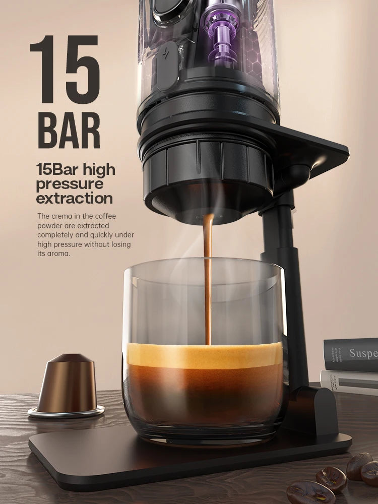 Machine à café portable HiBREW pour voiture et maison, cafetière expresso DC 12V, compatible avec une variété de capsules de café, poudre de café H4A