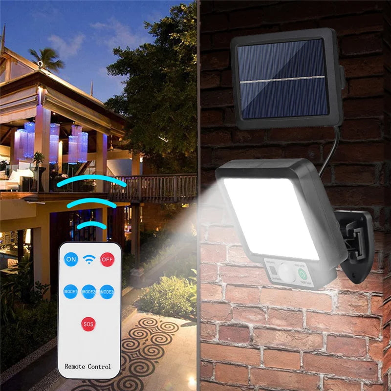 Applique murale fendue extérieure solaire à LED avec détecteur de mouvement, 3 modes, 62 projecteurs solaires, lampadaires pour jardin