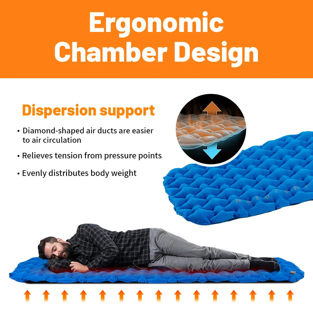 Matelas gonflable ultraléger pour le camping, matelas à air, coussin de couchage extérieur, lit pliant, polymères de couchage pour la randonnée