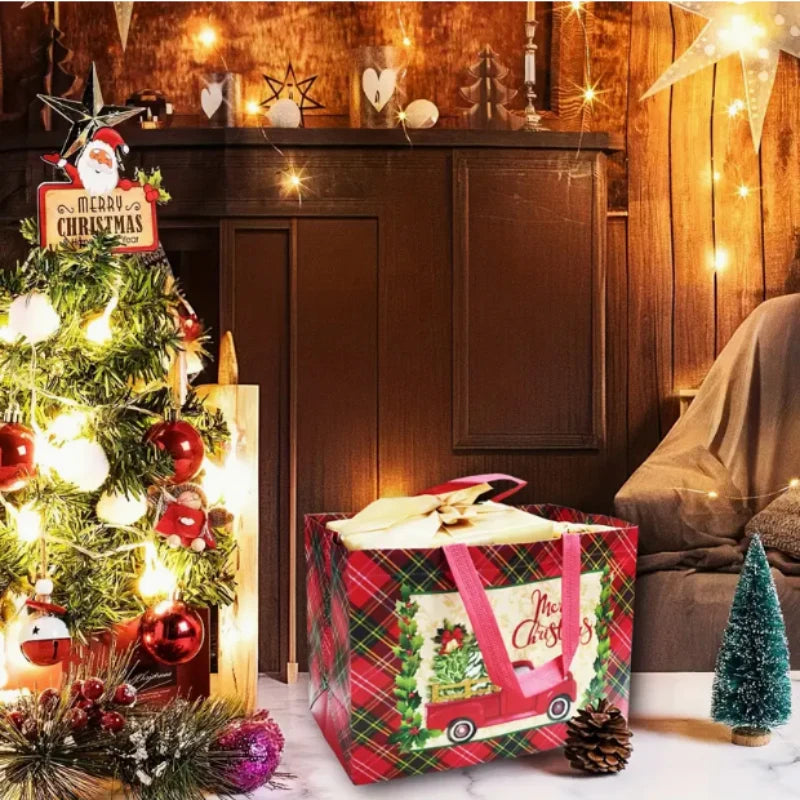Sacs cadeaux de Noël non tissés avec poignées 4 ou 8 pièces