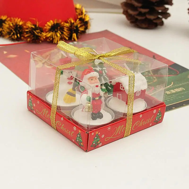 Bougie parfumée de Noël créative, Père Noël, bonhomme de neige, arbre enrichi, bougie aromatique à la cire de soja, coffret cadeau, 3 pièces par boîte