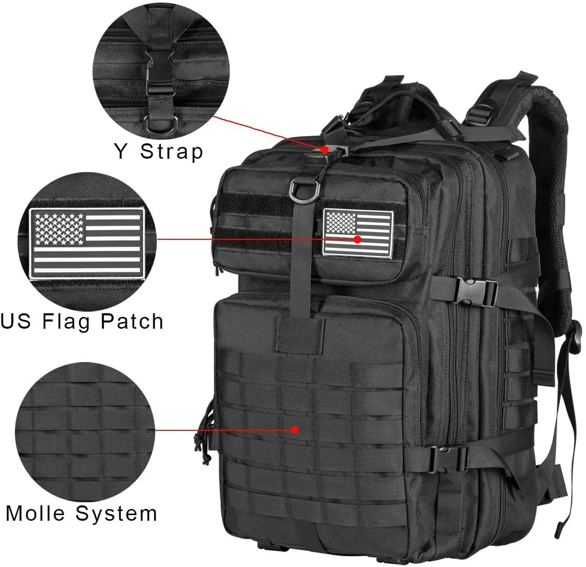 Men's Backpacks Travel Bags Outdoor Survival 3P Assault Pack EDC Molle Pack for Trekking Hunting Bag 30L 45L