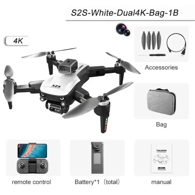 Drone S2S 2026 5G – HD 8K, double caméra, photographie aérienne, évitement d’obstacles, moteur sans balais, quadrirotor pour adultes et enfants