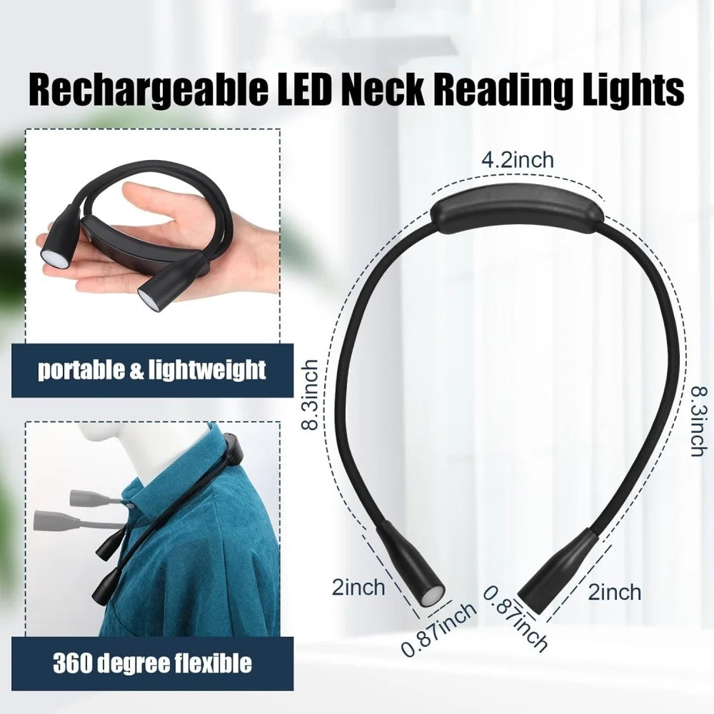 LED Neck Lamp aste for Reading, Flexible Arm, 3 Colors, 9 Brightness