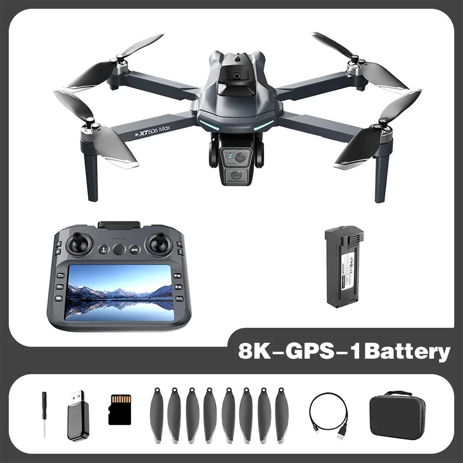 Drone Xiaomi Mijia XT606 GPS 8K professionnel avec double caméra HD, 360° d'évitement d'obstacles, 5G WiFi FPV avec écran, quadcopter