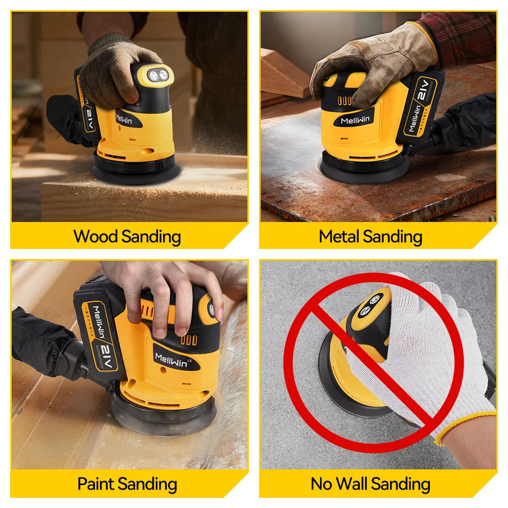 Ponceuse orbitale électrique sans fil avec boîte à poussière ponceuse orbitale à disque sans fil à 3 vitesses polisseuse pour broche de batterie Makita 18V