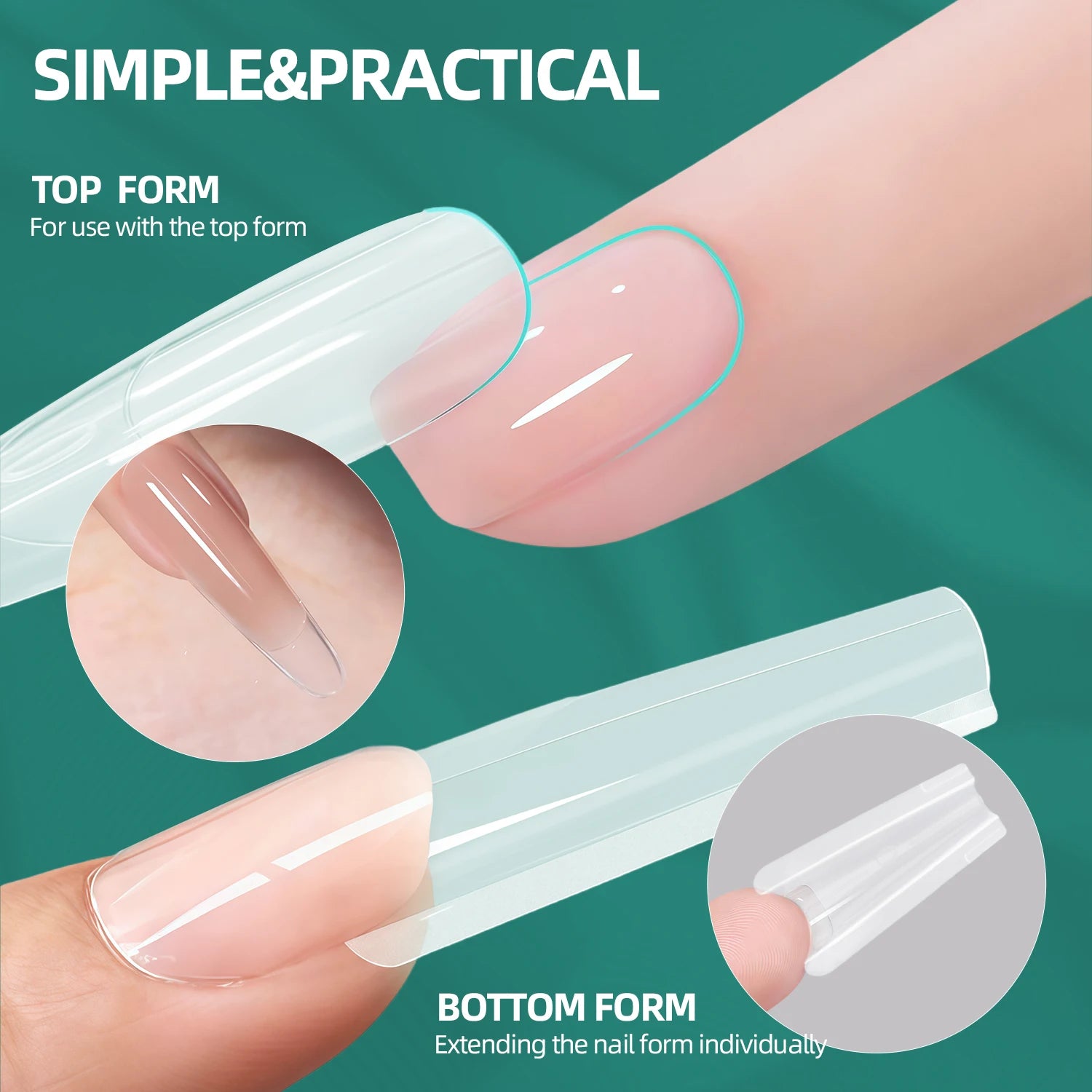 Formes doubles pour ongles, réutilisables, pointes claires, manucure française, Gel/Polygel/Acrylique, 70/140 pièces