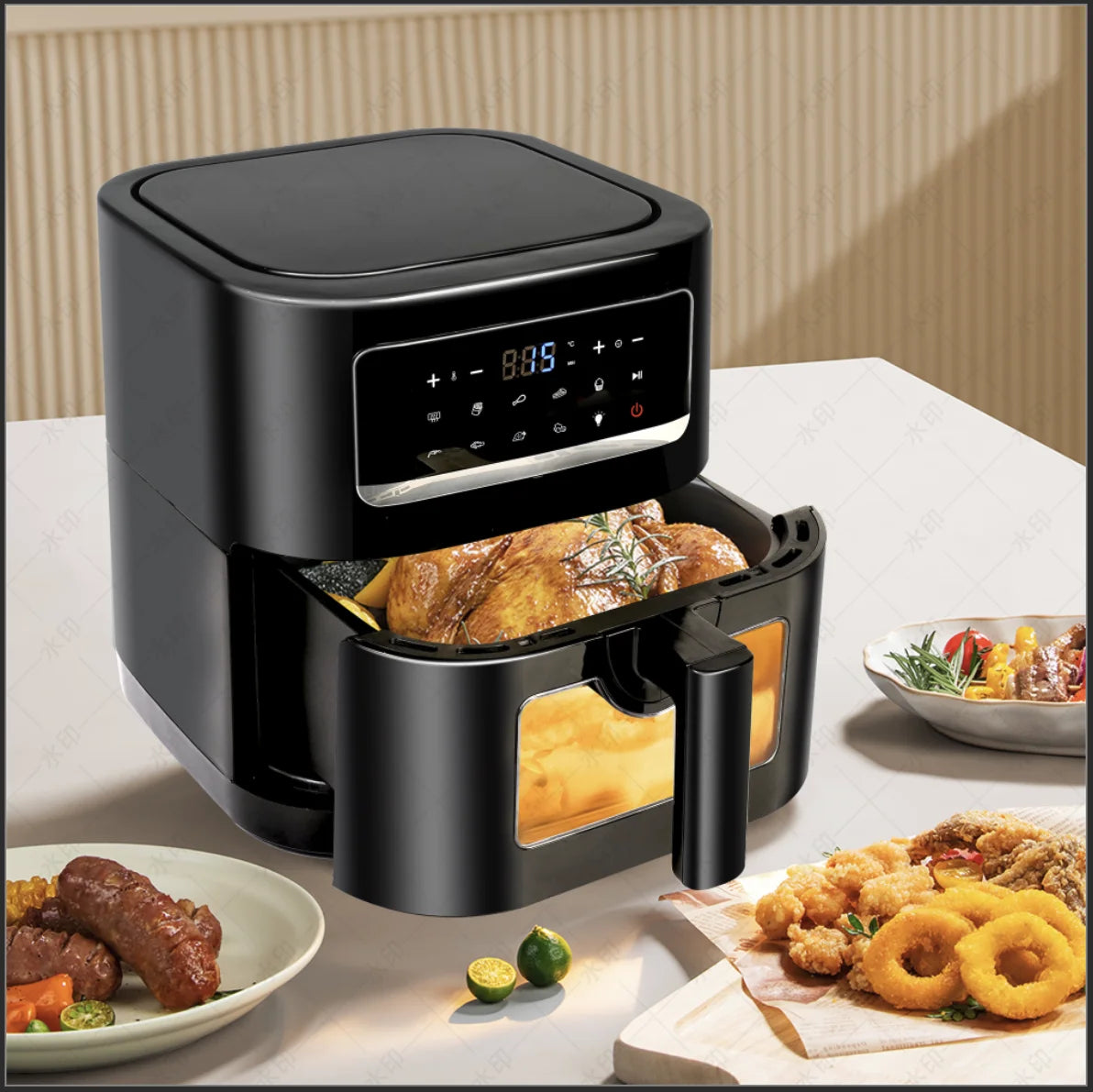 Friteuse à air Vision, grande friteuse à air de 7 L, 10 fonctions prédéfinies, friture à air, rôtissage, cuisson, déshydratation, réchauffage et plus encore, silencieuse, antiadhésive, EA