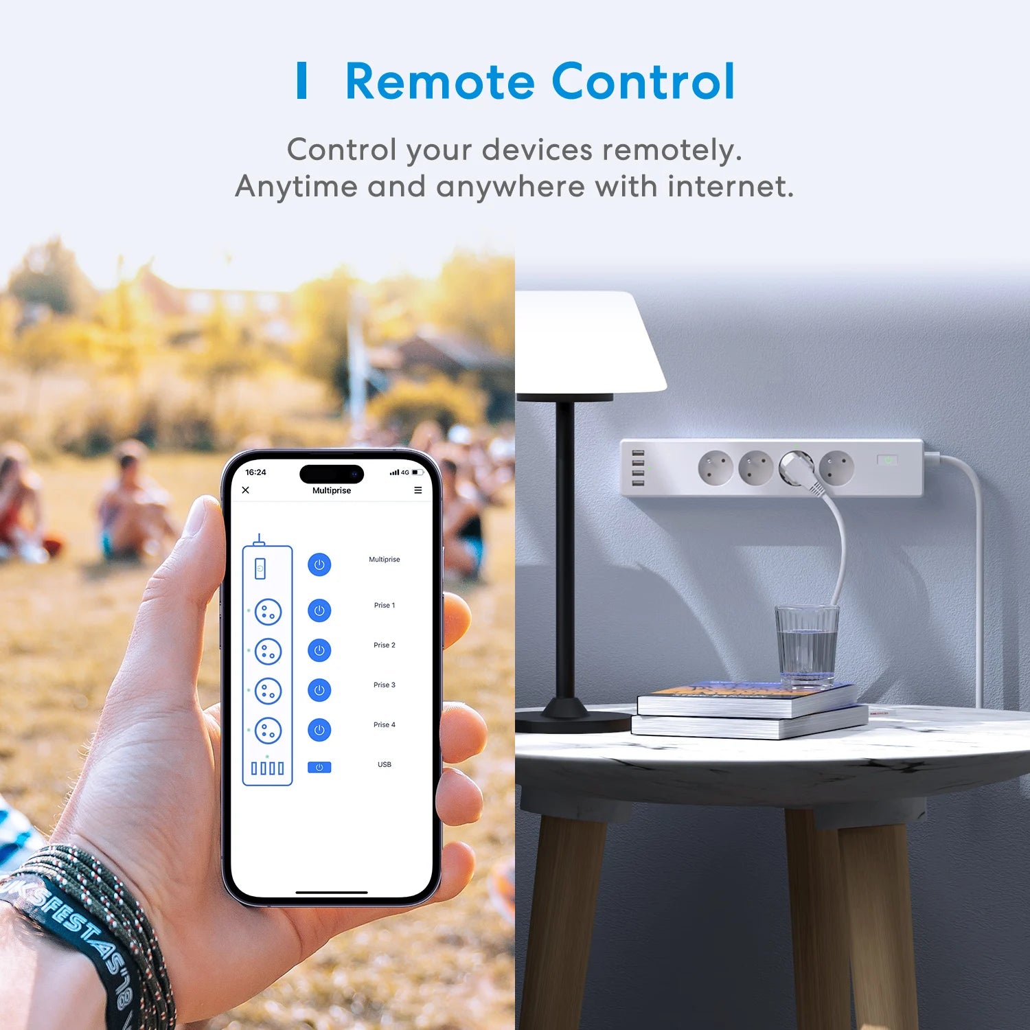 Multiprise Wifi, Parasurtenseur intelligent Meross, multiprise WiFi, rallonge de prise UE, FR, prise en charge USB, Homekit, Alexa, Google Smarthings