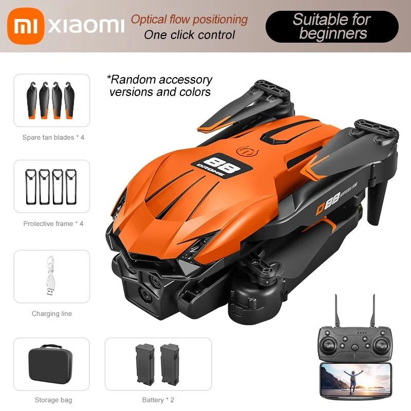Drone D88 Xiaomi – HD 4K/8K, double caméra, flux optique, vol stationnaire, geste tir, quadricoptère pliable pour photographie aérienne professionnelle