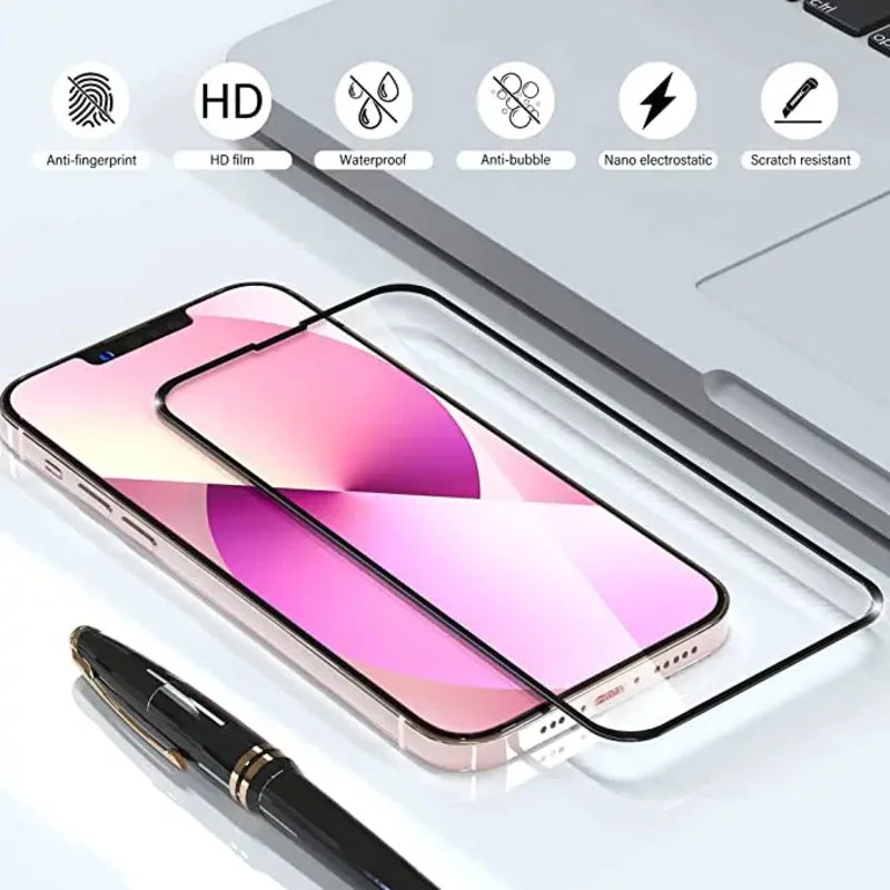 Verre trempé pour iPhone (6 à 17 Pro Max) – Protecteur d’écran