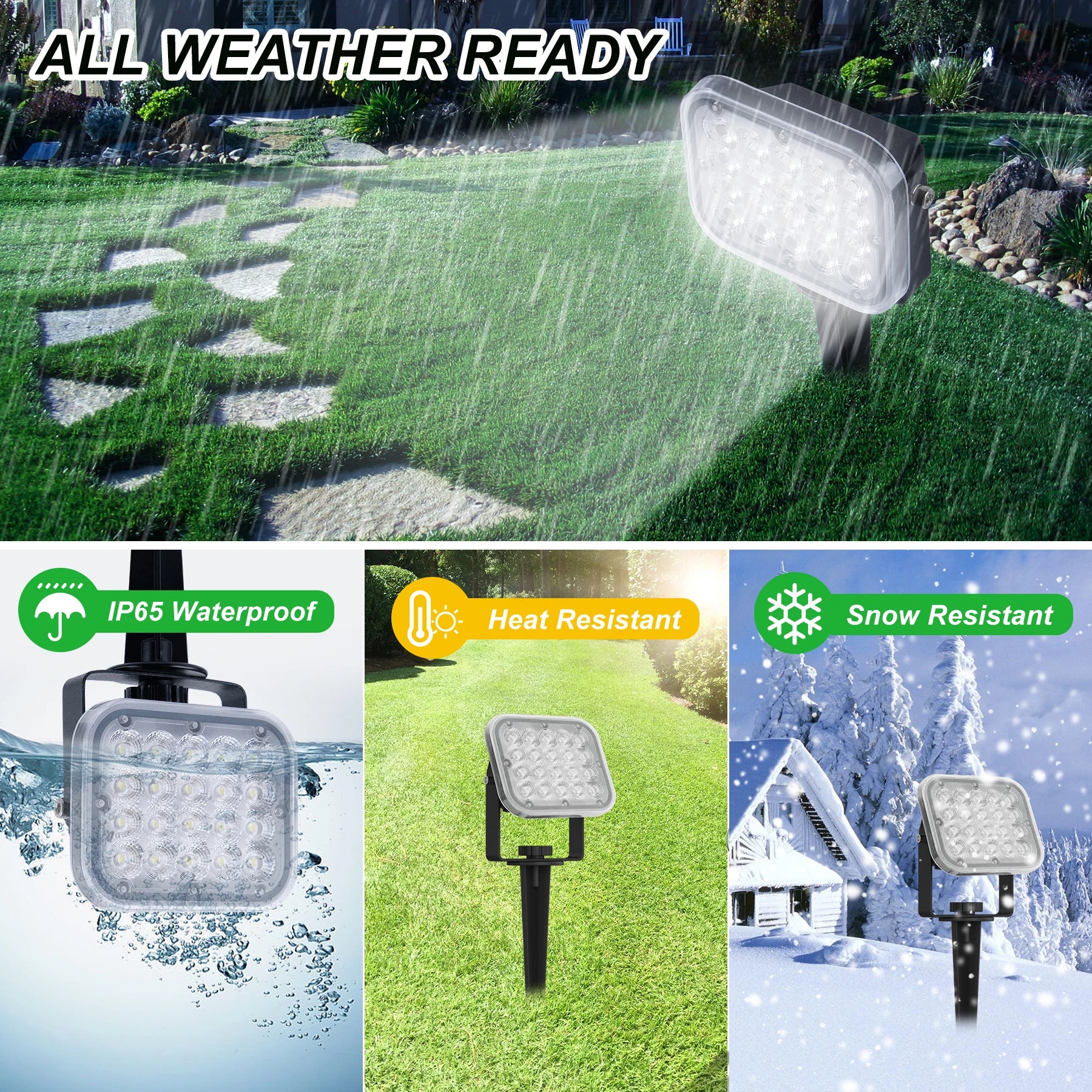 T-SUNRISE LED-Solarleuchte – IP65, 2-in-1 / 4-in-1 Außenbeleuchtung, 3000K/6000K/RGB, Garten- und Landschaftsleuchte