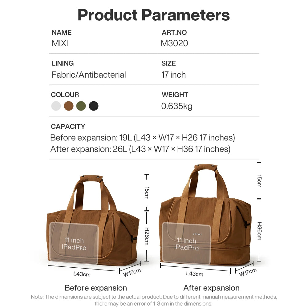 Sac de voyage Mixi M3020 – Grand sac pliable pour sport et voyage