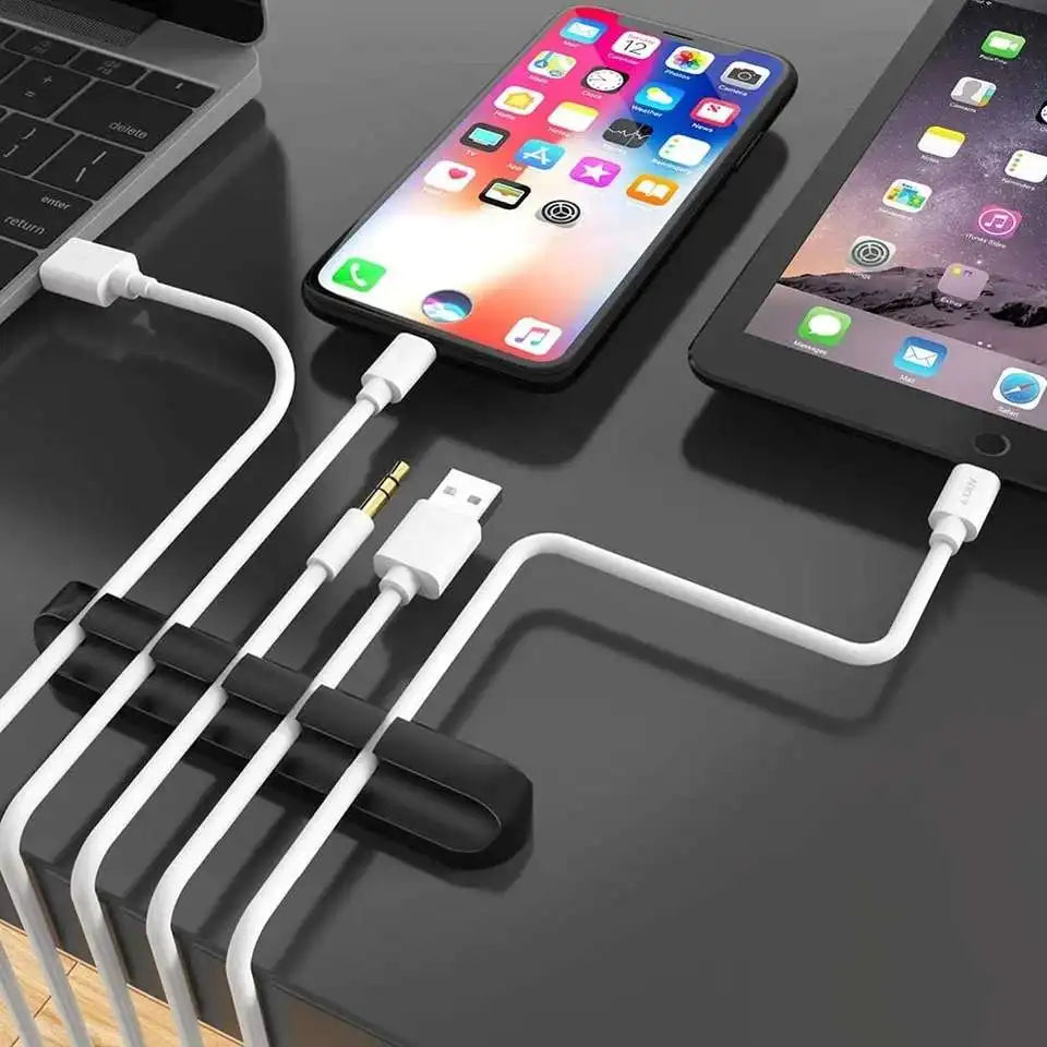 Organiseur de câbles USB en silicone, enrouleur de câbles, rangement de bureau, clips, support de câbles pour souris, casque, organisateur de fils