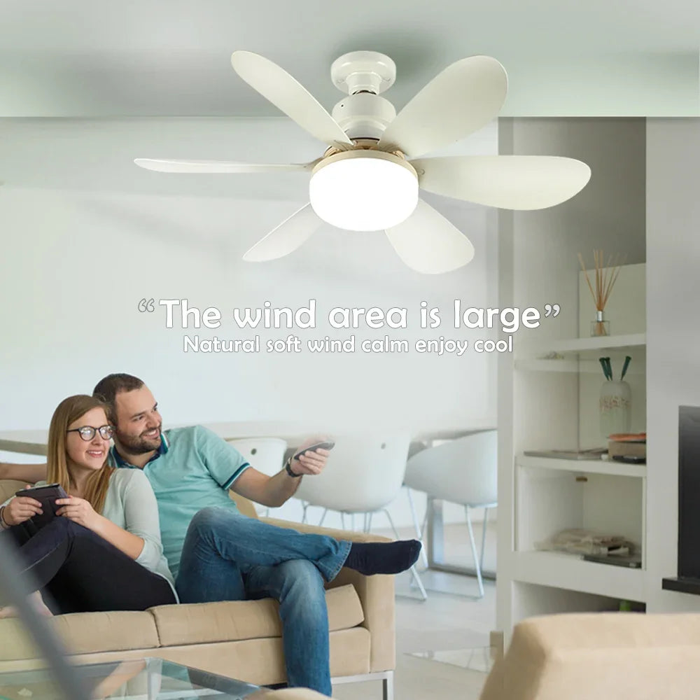 Ventilateur de Plafond LED 40W E27 – 3 Modes d’Éclairage Réglables, Télécommande, Silencieux, Idéal pour Salon