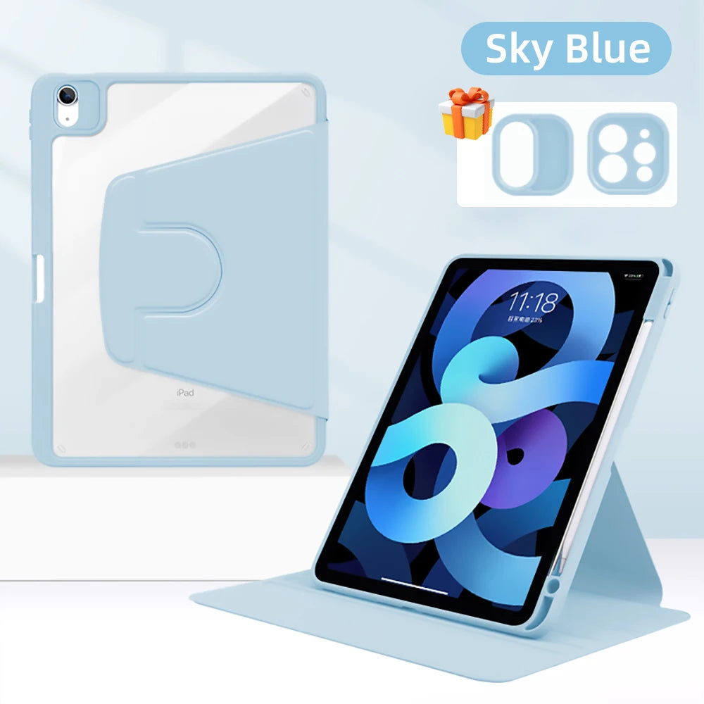 Étui iPad DANYCASE – Protection transparente antichoc avec fonction réveil automatique et support intégré