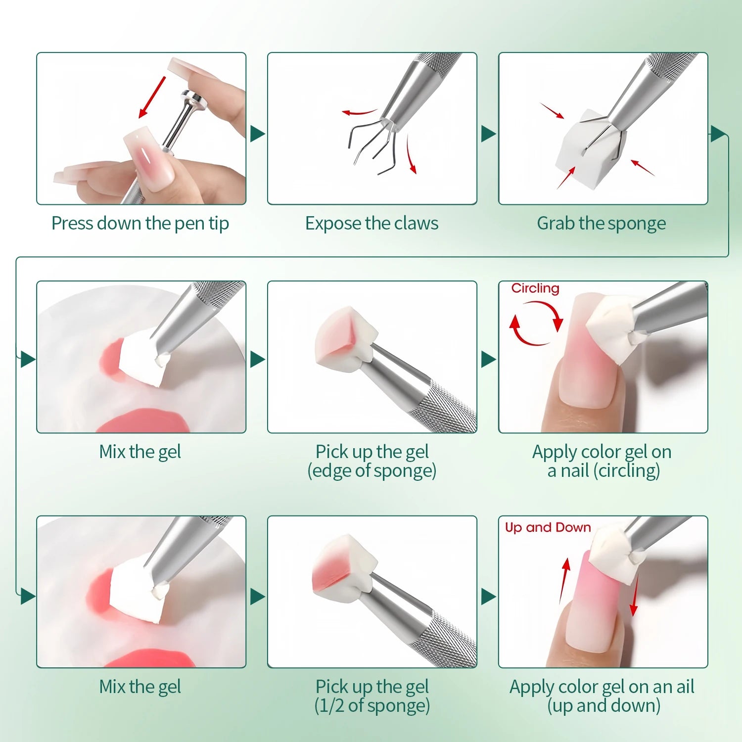 Kit Éponges Ombre Ongles 100 pcs + Stylo Applicateur