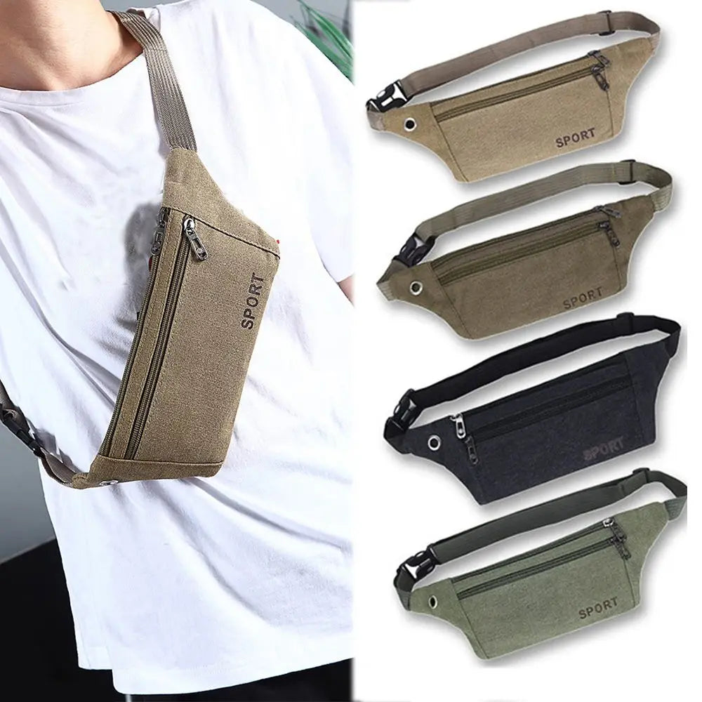 Sac banane multi-poches pour femme/homme, sac banane, sac ceinture en toile, portefeuille décontracté