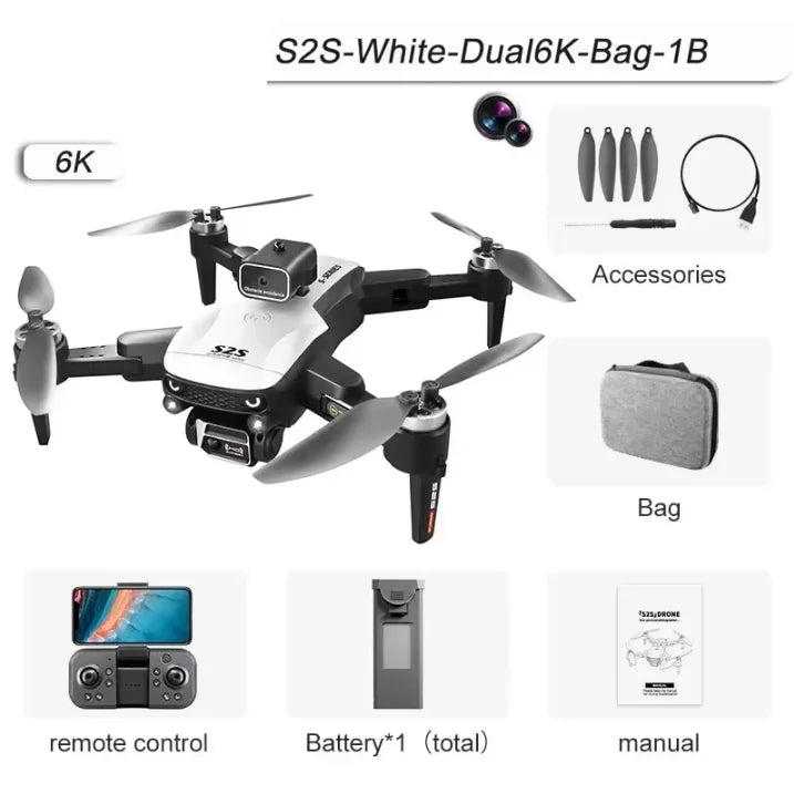 Drone S2S 8K 5G – GPS HD, double caméra, photographie aérienne professionnelle, évitement omnidirectionnel, moteur sans balais