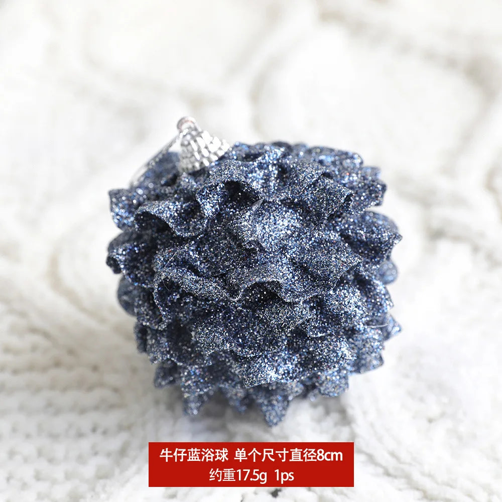 Décorations de Noël en mousse bleu, boules à suspendre, 8 pièces par ensemble