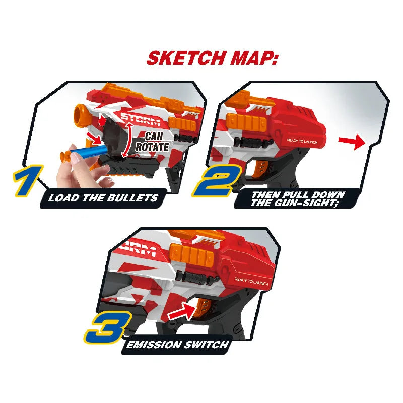 Pistolet à balle molle, Jouet à balle molle, tir manuel en plastique, projectiles en mousse, cadeau pour garçon, enfants, adultes