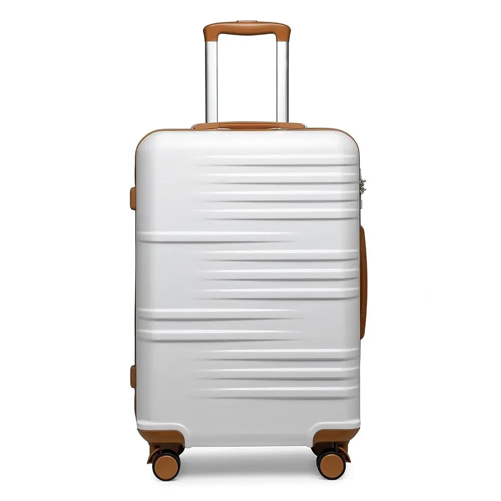 British Traveller – Valise rigide ABS & PC au design élégant – Chariot robuste blanc, nouvelle collection