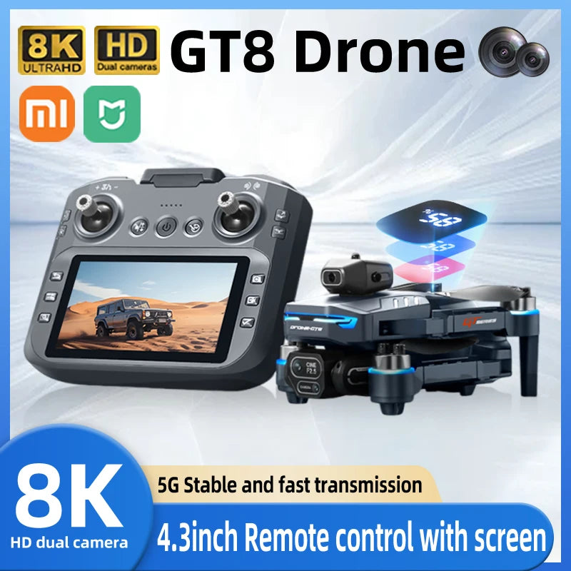 Drone Xiaomi Mijia GT8 Professionnel 8K HD, Trois Caméras 5G WIFI, Pliable, Quatre Axes, Moteur Sans Balais, Flux Optique, Vol Stationnaire, Quadrirotor