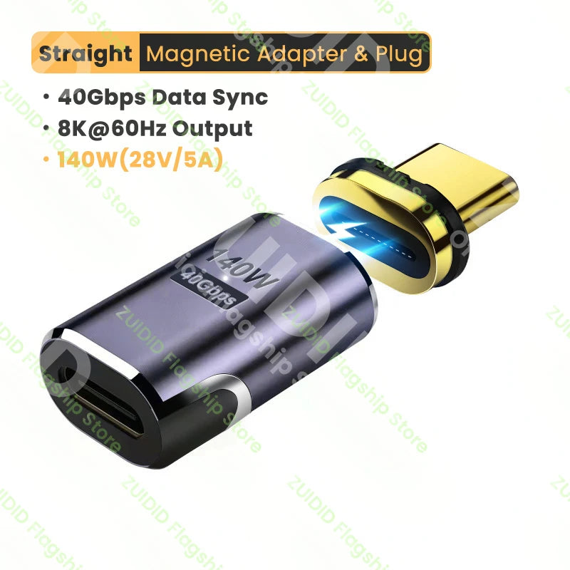 Adaptateur magnétique Thunderbolt3, PDagglomW, USB 4.0, 40Gbps, câble de conversion magnétique à charge rapide de type C, 8K à 60Hz