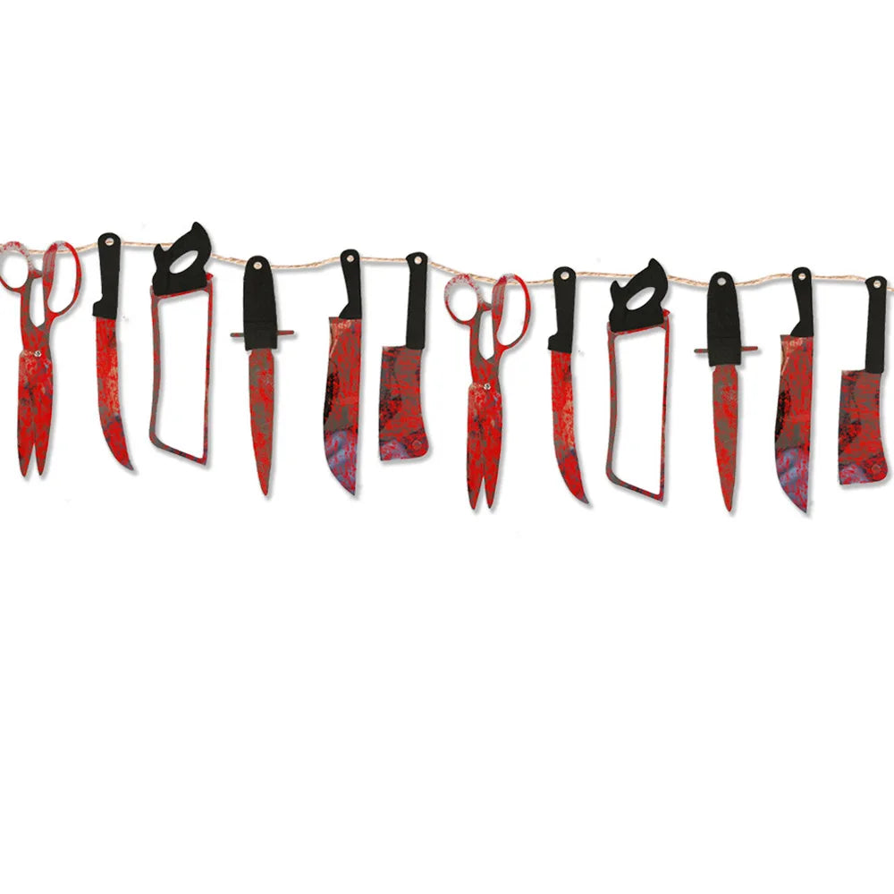 Banderole Halloween – Bannière Couteau Sanglante – Décoration Fête & Photo Horreur