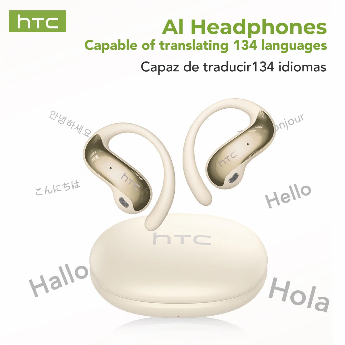 Écouteurs Bluetooth HTC NE19 AI OWS Casque de sport sans fil avec micro Basses puissantes Traducteur AI Écouteurs étanches Longue durée