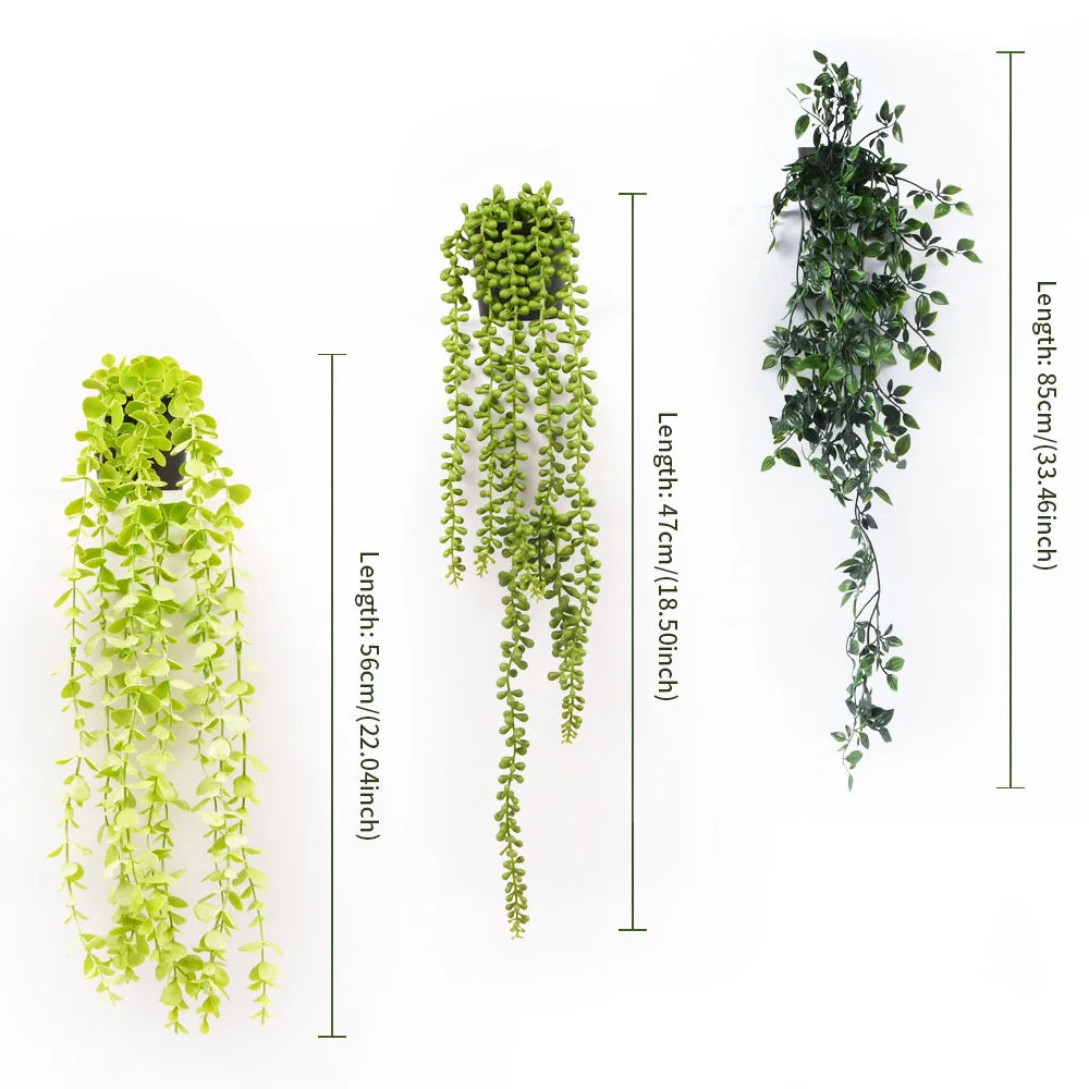 Plantes vertes artificielles sans pot, plantes de vigne, fausse plante verte, accessoires pour la maison, décoration de jardin, intérieur/extérieur.