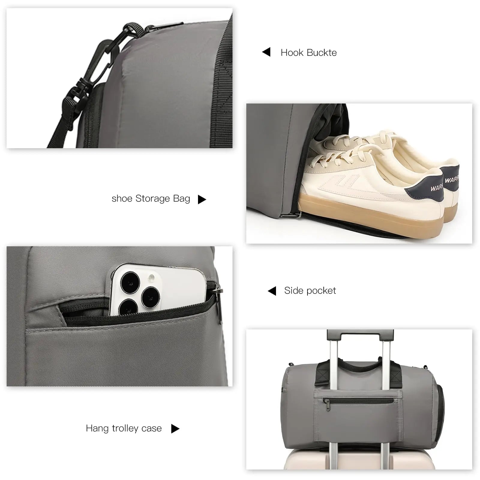 Kono – Sac à main étanche avec bandoulière et sac à chaussures, idéal pour les voyages en avion, Ryanair et EasyJet, 40 × 20 × 25 cm