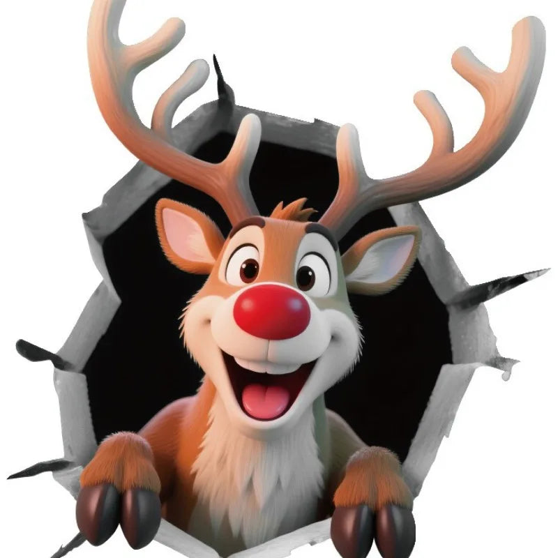 Autocollant mural 3D Père Noël amovible en PVC pour fenêtres, décoration de Noël et maison