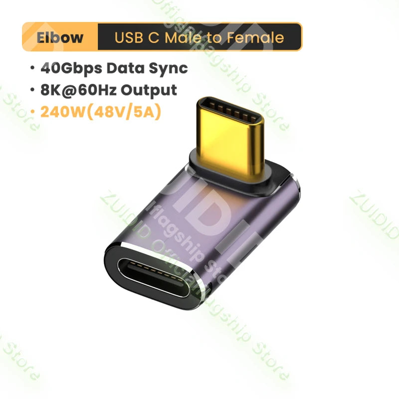 Adaptateur OTG PD240W USB4.0 40Gbps Thunderbolt3 OTG adaptateur 8K @ 60Hz USB C à Type C 48V @ 5A convertisseur de charge rapide adaptateur de données pour Macbook