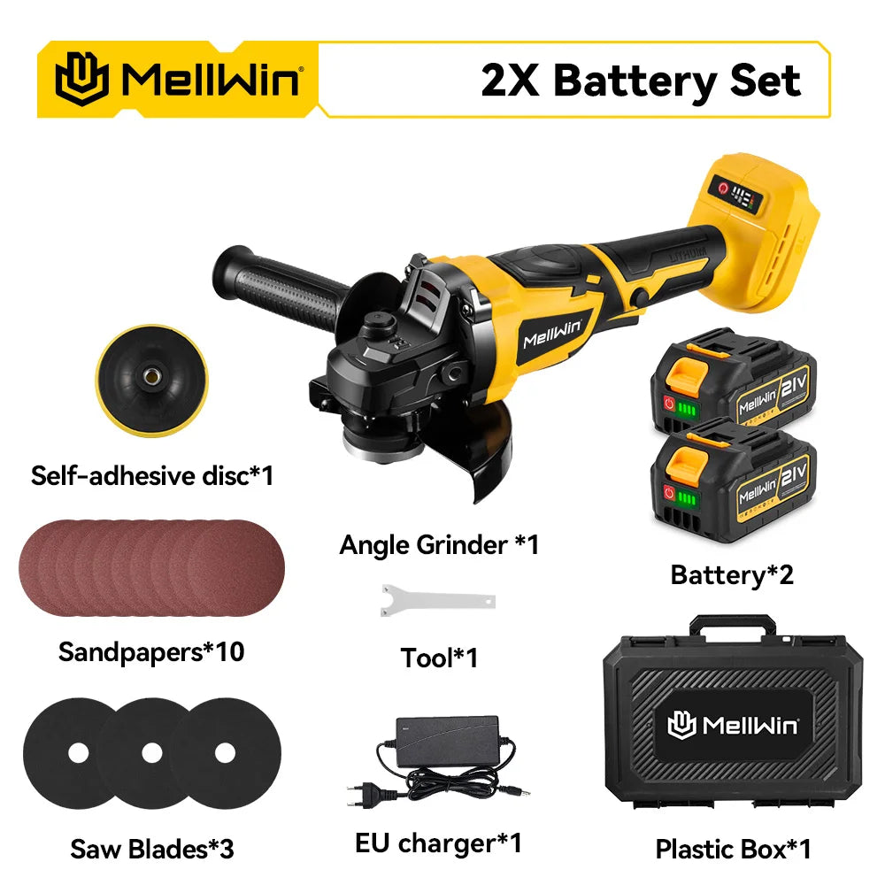 MELLWIN M14 125MM meuleuse d'angle électrique sans brosse polissage sans fil outil électrique pour le travail du bois pour Makita 18V batterie broche