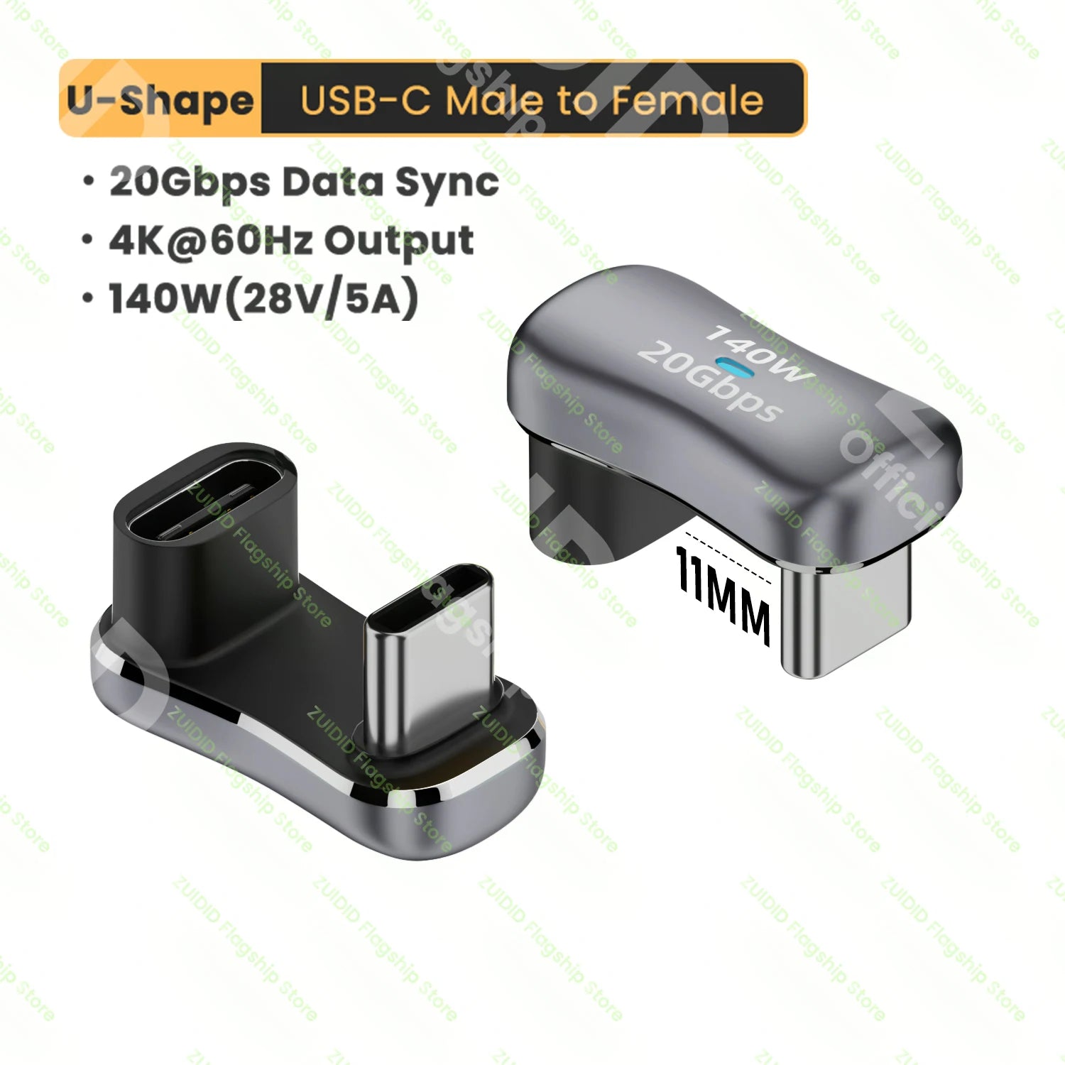 Adaptateur de données USB4.0 ThunderBolt 3 20Gbps 4K @ 60Hz 140W 5A USB C vers Type C, convertisseur de charge rapide pour Macbook Steam Deck